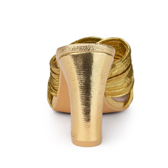 Women's Slouches Slip on Block Heel Slide Sandals Gold - Picture 4 of 5